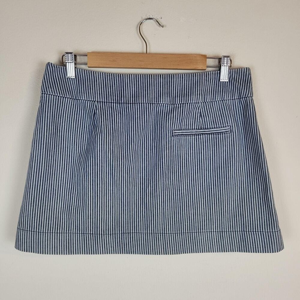 See By Chloe Skirt 8 Blue Denim Mini Railroad Stripe Nautical Preppy Boho Naval - Picture 2 of 8